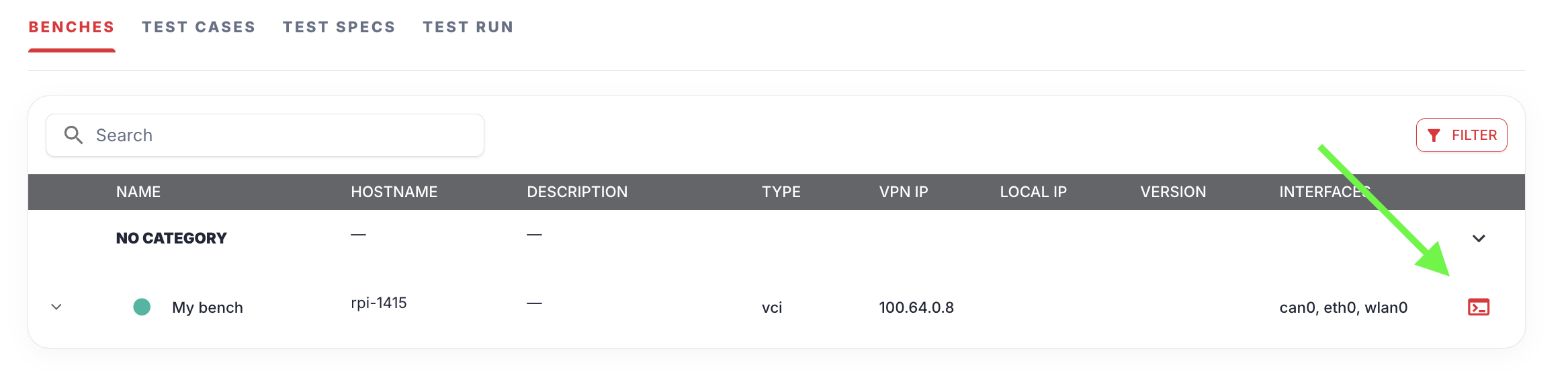 Bench Terminal Button